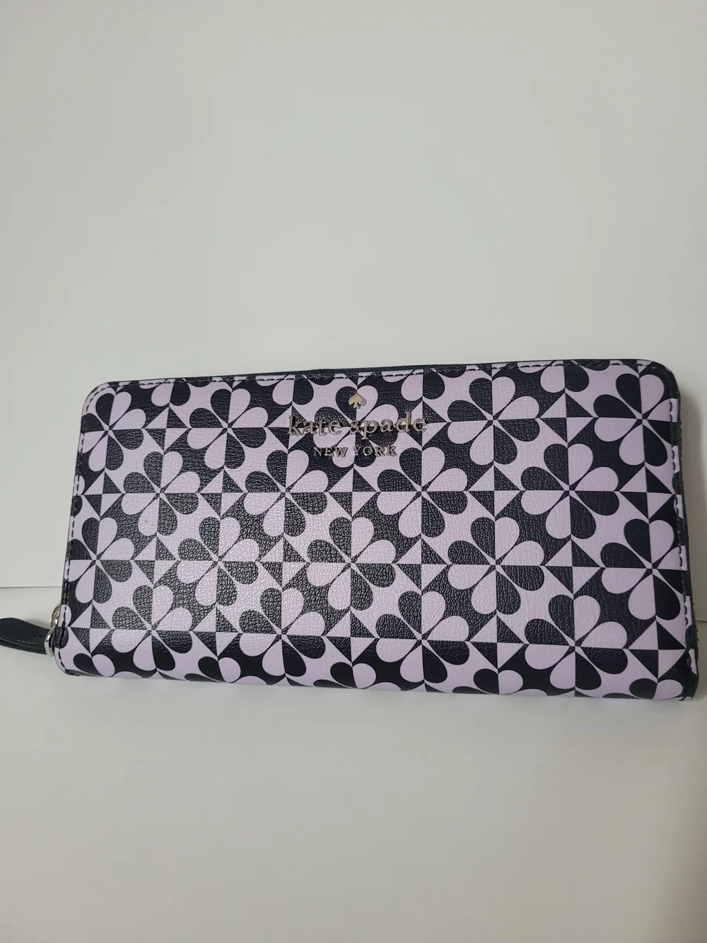 Kate Spade Lavender & Black Floral Zip Wallet